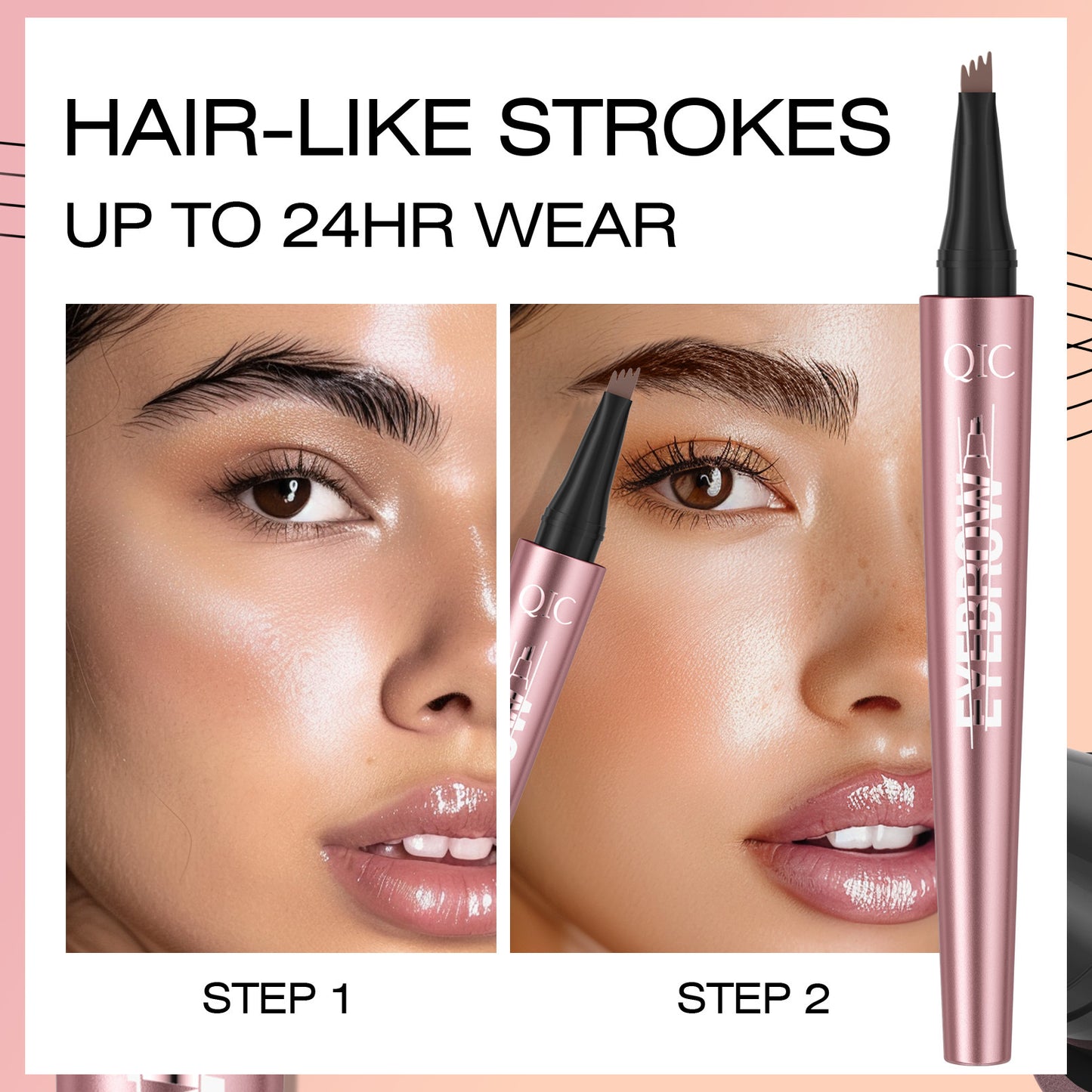 4 - Color Eyebrow Pen: Ultra - Fine 4 - Tip for Flawless Brows