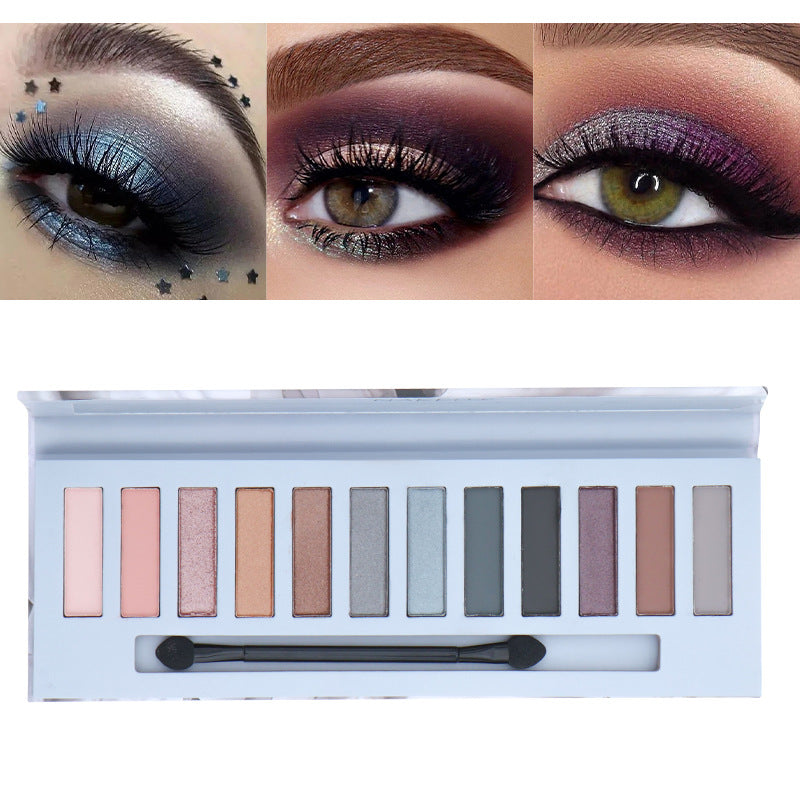 Cruelty - Free 12 - Color Eyeshadow Palette: Metallic Shimmer + Matte, Pigmented & Long - Lasting(Vegan, Travel - Friendly