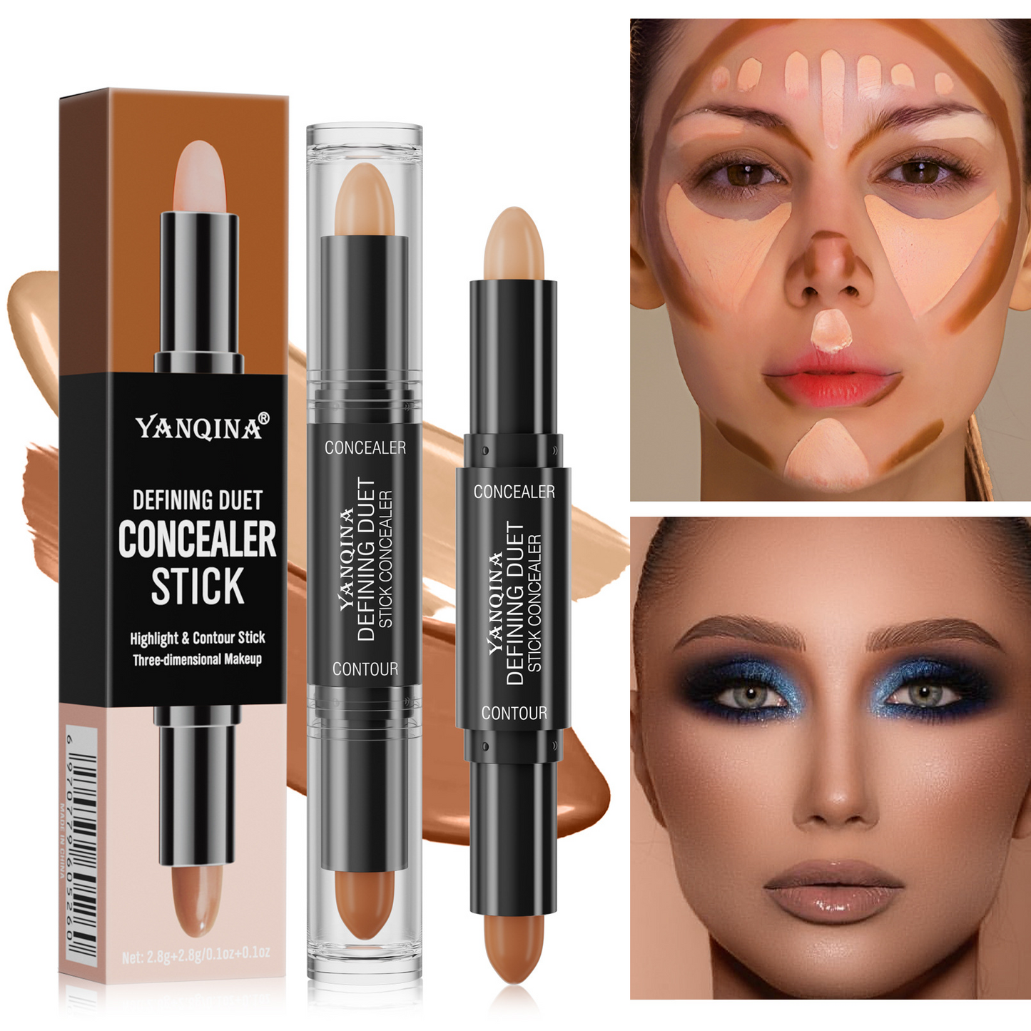 Beginner Contour Stick: Easy-Blend & Natural-Shade, 2-in-1 for Defined Shadows