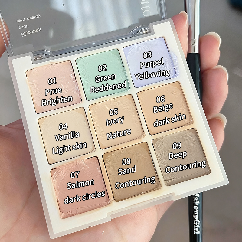 【Beginner-Friendly】9-Color Concealer Palette: Target Spots & Dark Circles with Precision