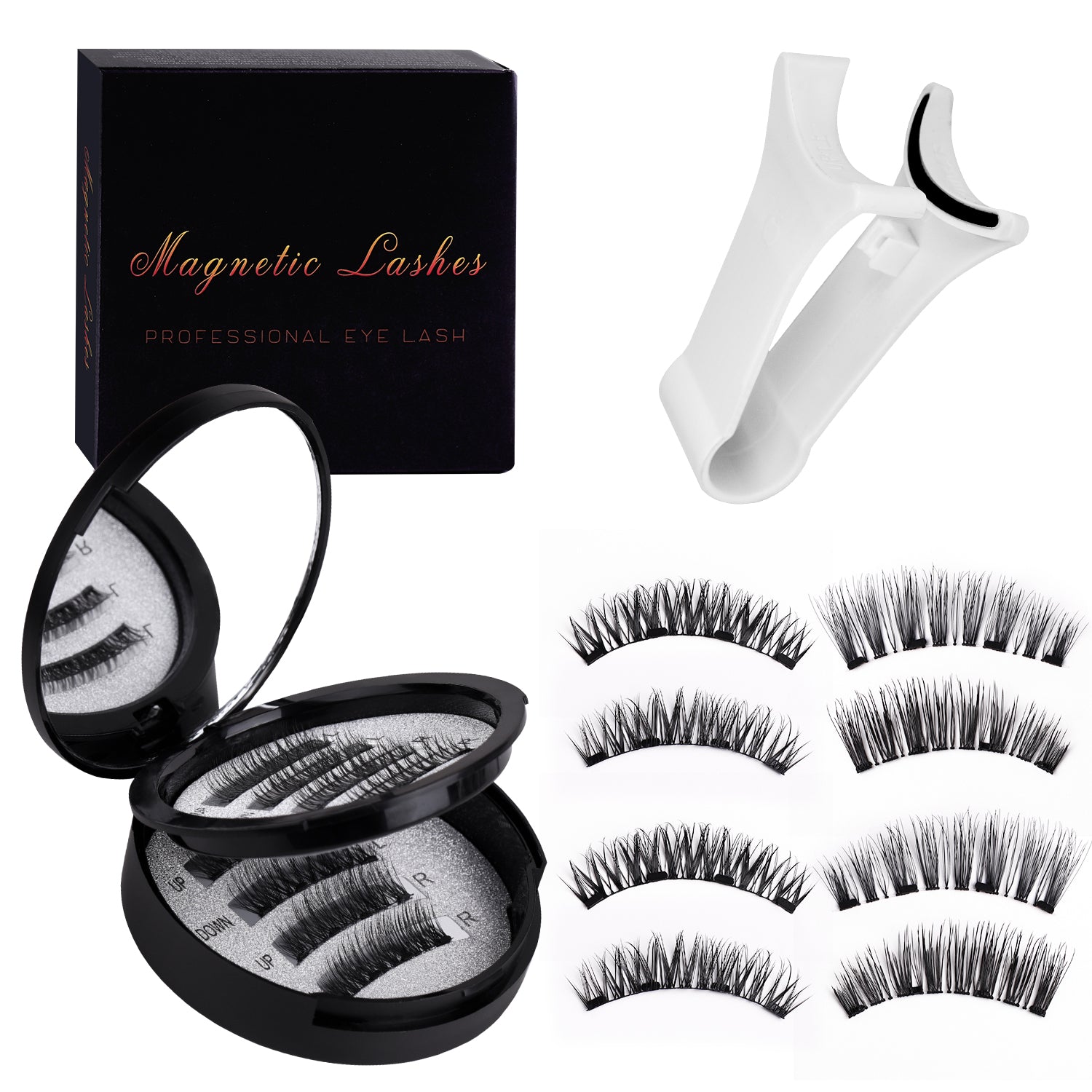 5-Pair Magnetic Eyelash Kit - No Glue Needed, 3D Natural Look (Waterproof & Reusable) with Easy-Use Applicator