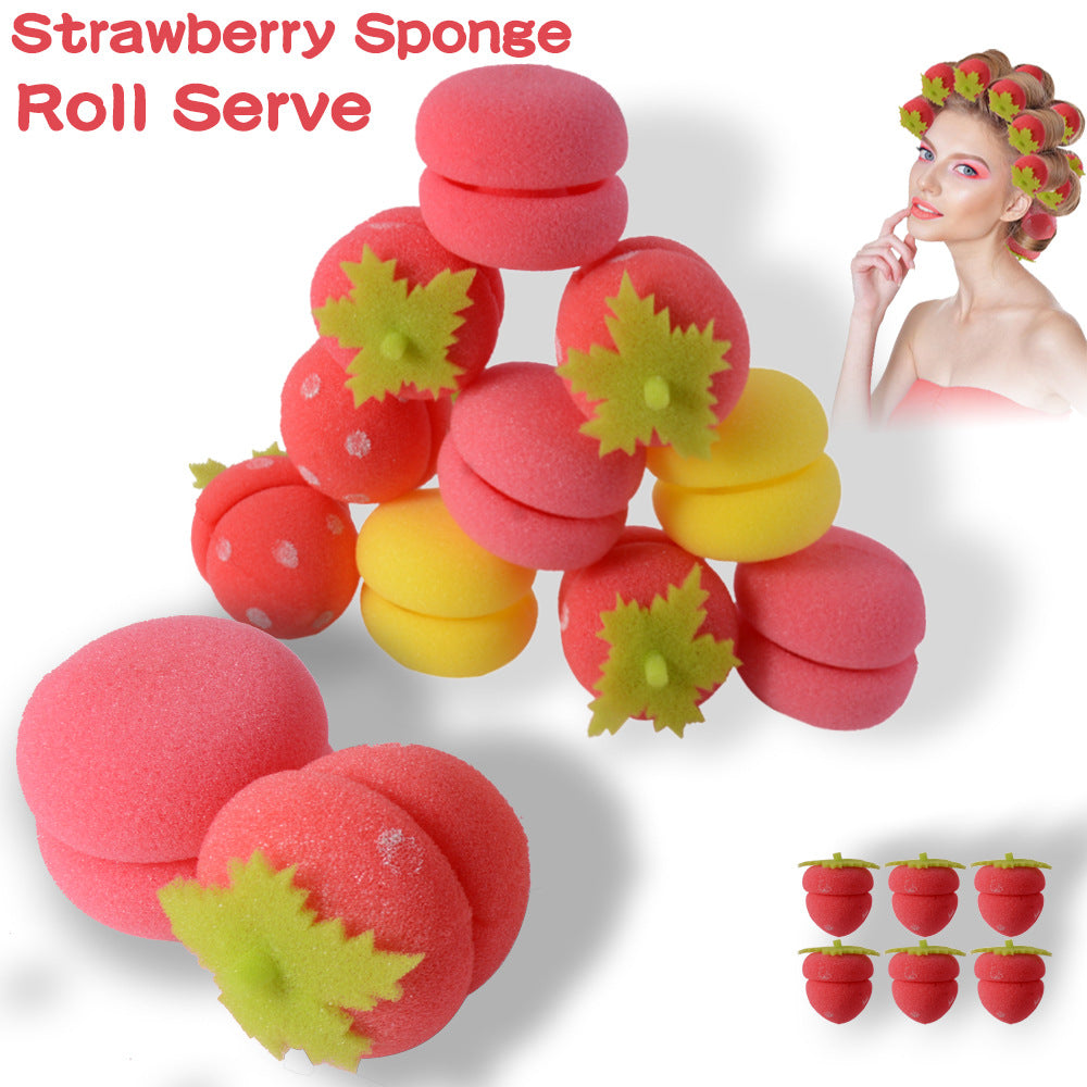 Lazy Girl No Damage Overnight Curler - Strawberry Sponge Balls, Soft & No Damage