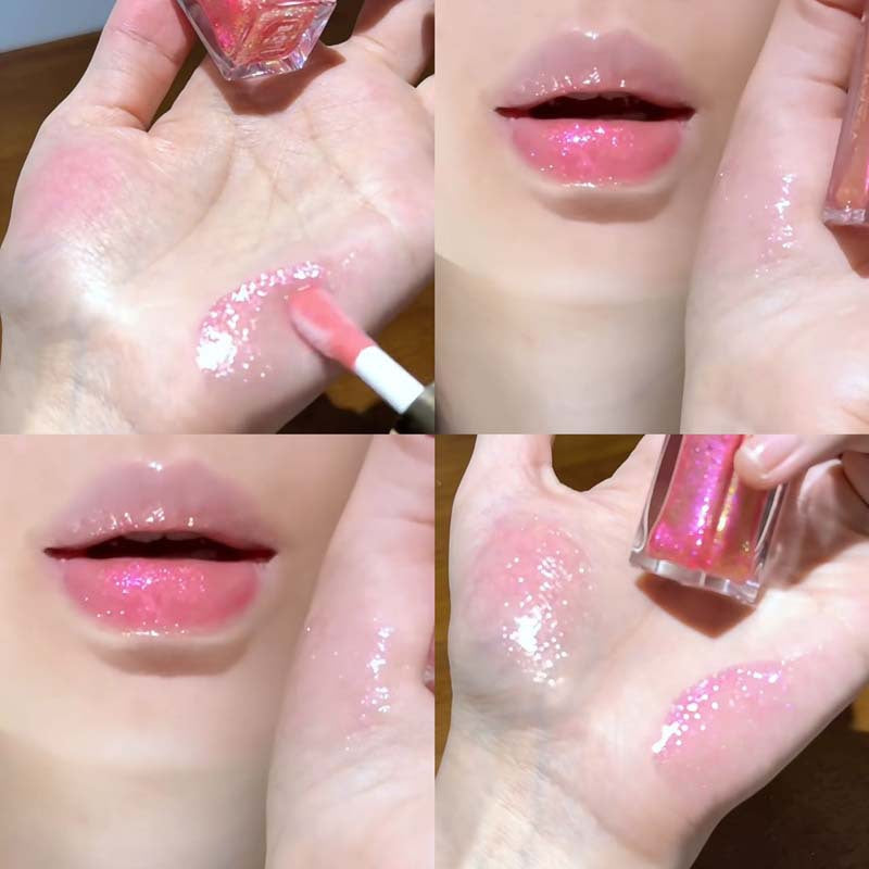 Holographic Lip Gloss - Iridescent Pearl & Glitter, Plumping Non-Sticky Formula Glass Shine Effect, Vegan & Cruelty-Free