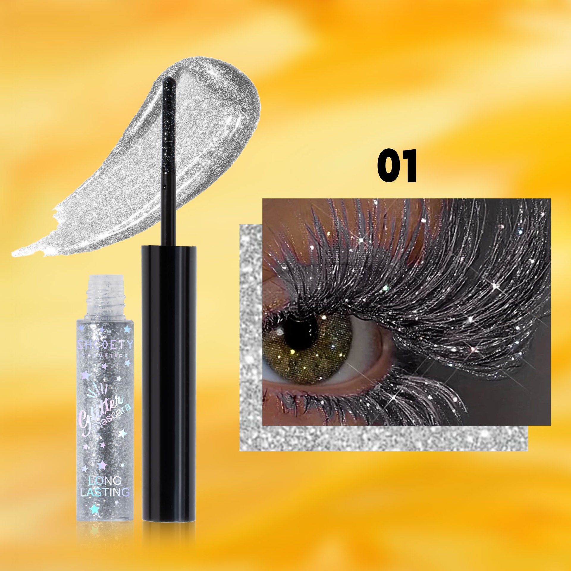 Magic Multichrome Glitter Mascara - 12HR Smudge-Proof Wear, Volumizing & Clump-Free