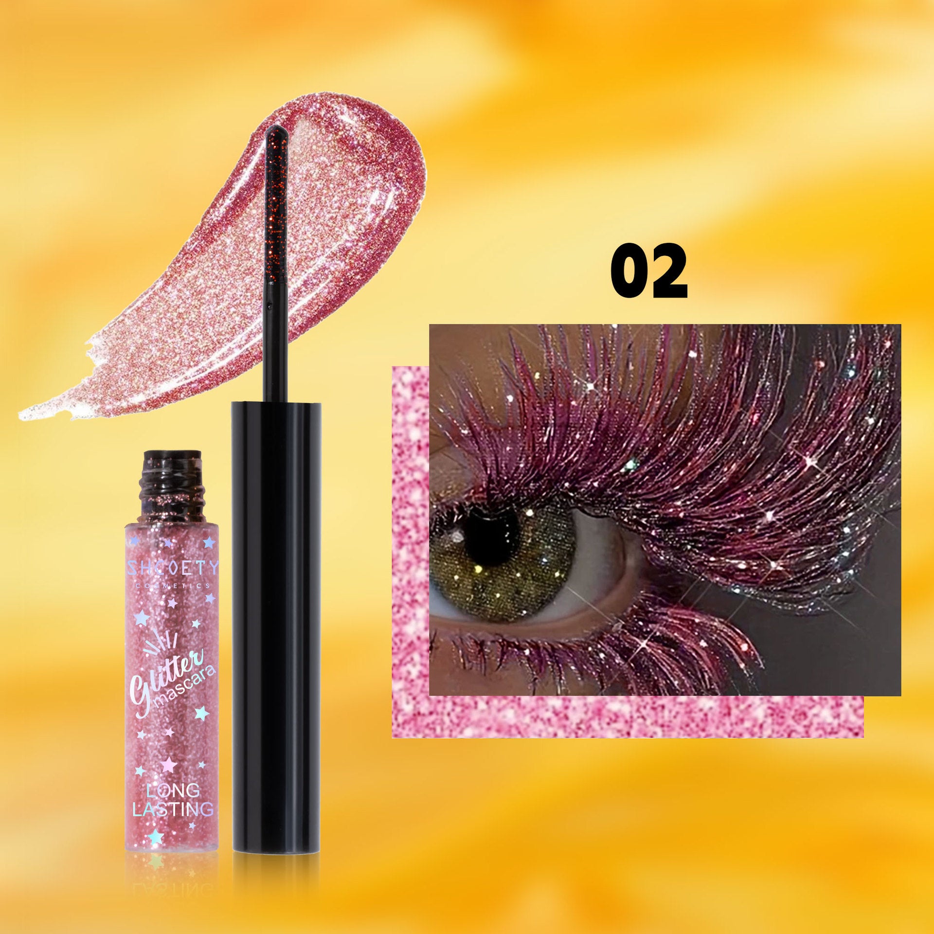Magic Multichrome Glitter Mascara - 12HR Smudge-Proof Wear, Volumizing & Clump-Free