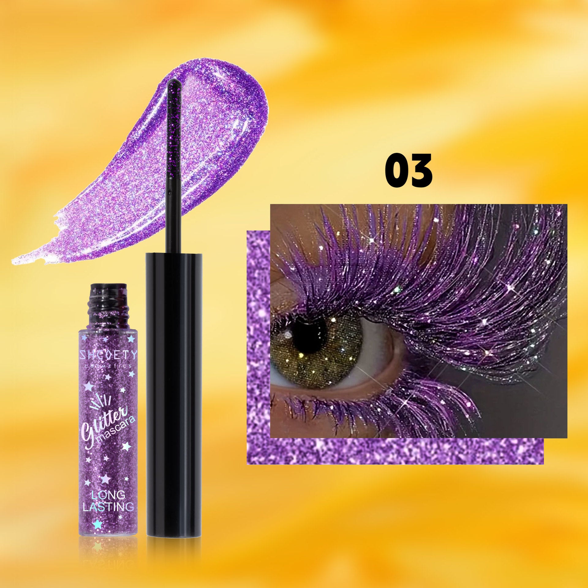 Magic Multichrome Glitter Mascara - 12HR Smudge-Proof Wear, Volumizing & Clump-Free