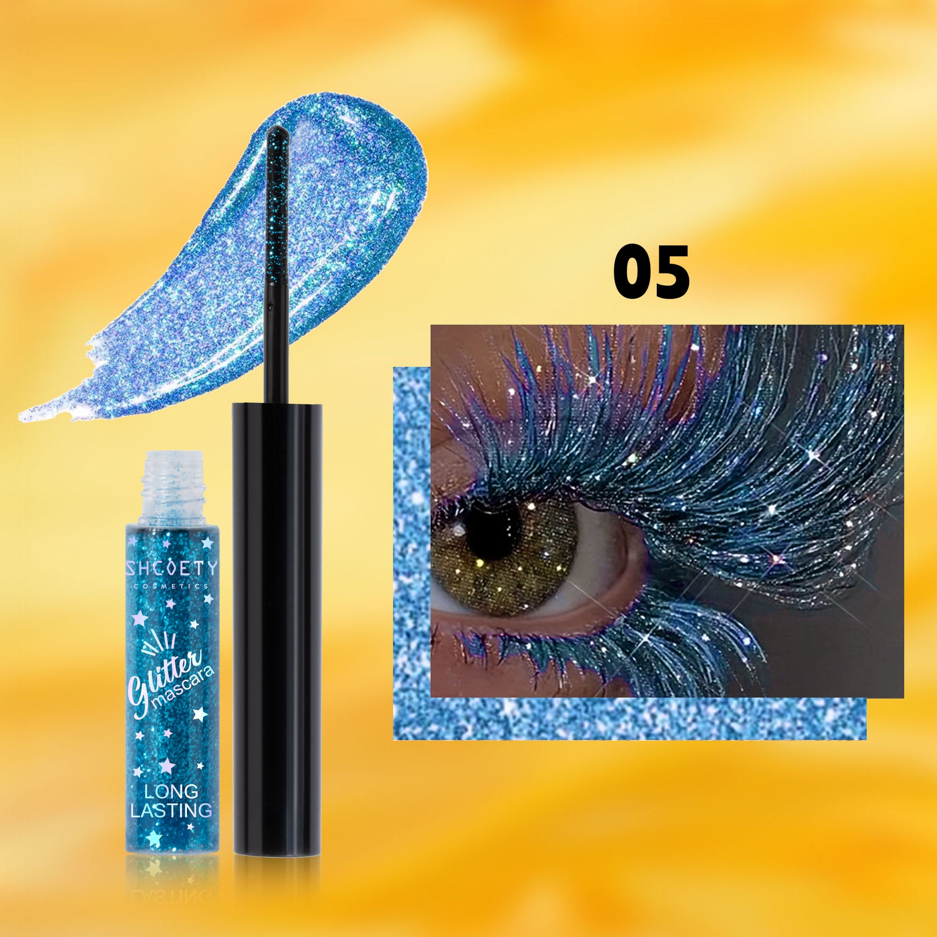 Magic Multichrome Glitter Mascara - 12HR Smudge-Proof Wear, Volumizing & Clump-Free