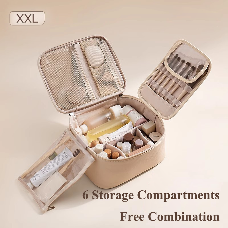 Your Go-To Big Cosmetic Bag: Large, Waterproof Travel Case with Multiple Compartments