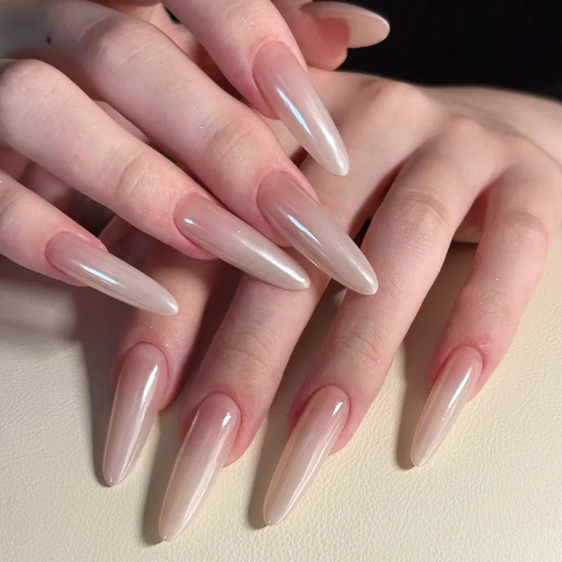 Nude Crystal Tapered Art press on nail