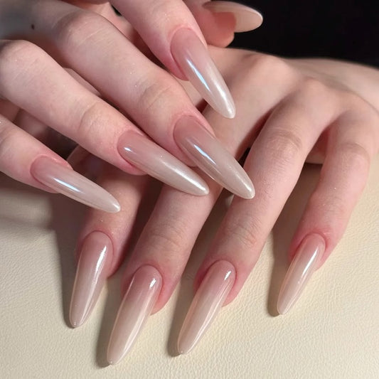 Nude Crystal Tapered Art press on nail