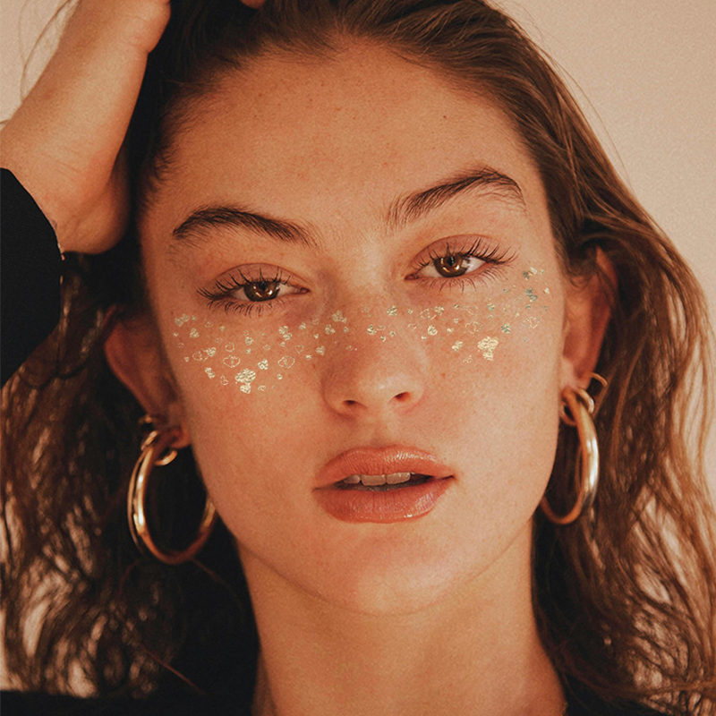 Glitter Freckles, Gold Freckles Temporary Face Tattoos, Body Face Glitter for Women Girls, Country Concerts Singer Festival Rave Accessories