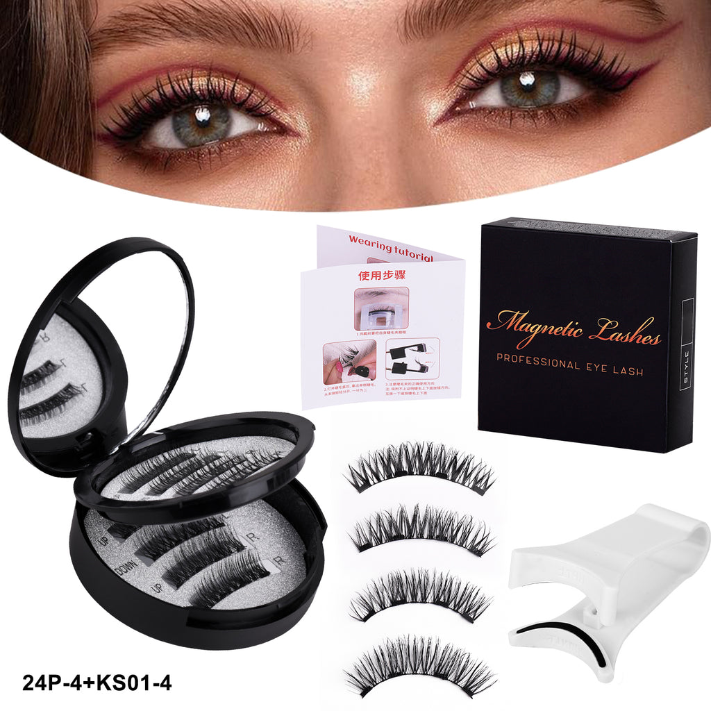 5-Pair Magnetic Eyelash Kit - No Glue Needed, 3D Natural Look (Waterproof & Reusable) with Easy-Use Applicator