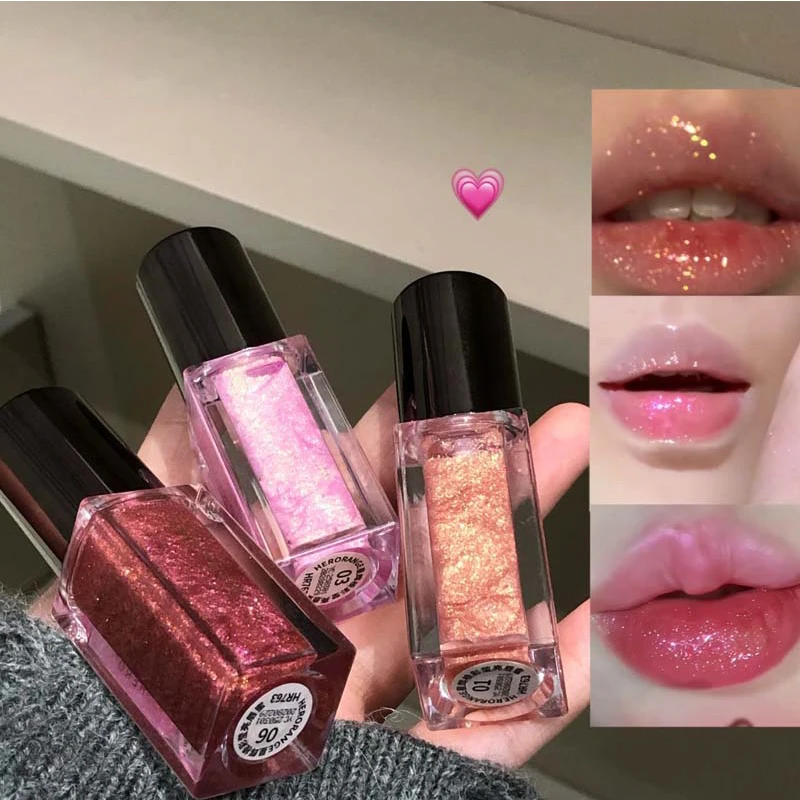 Holographic Lip Gloss - Iridescent Pearl & Glitter, Plumping Non-Sticky Formula  Glass Shine Effect, Vegan & Cruelty-Free