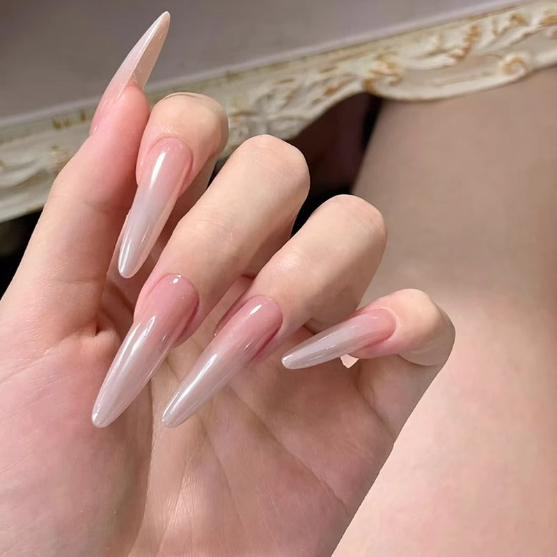 Nude Crystal Tapered Art press on nail