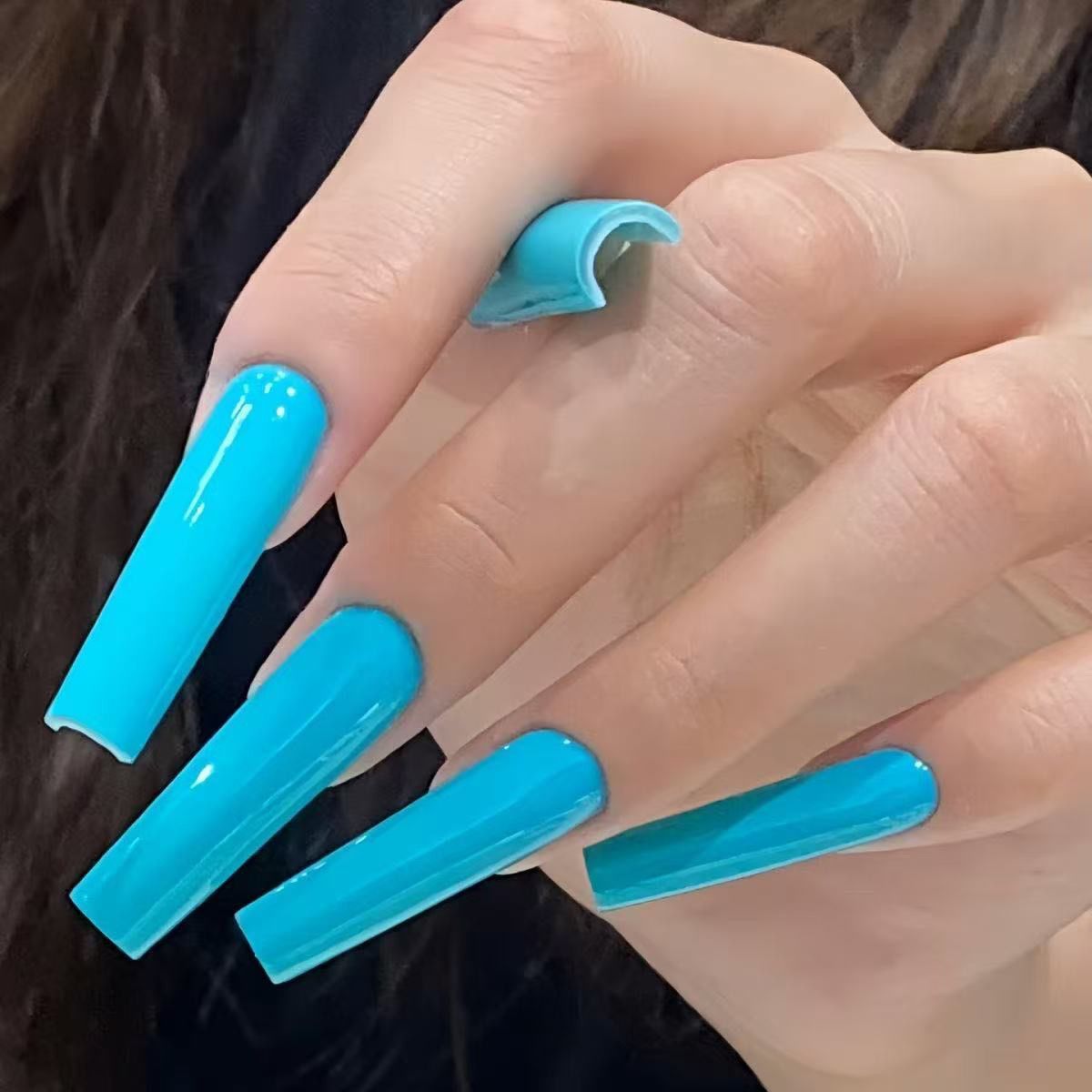 Glacial Blue Minimal Long Nails