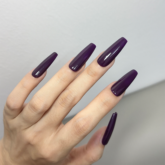 Minimalist Solid Press-On Nails – Deep Violet & Magenta Pink