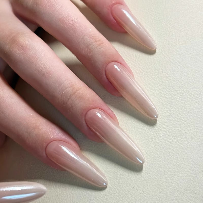 Nude Crystal Tapered Art press on nail
