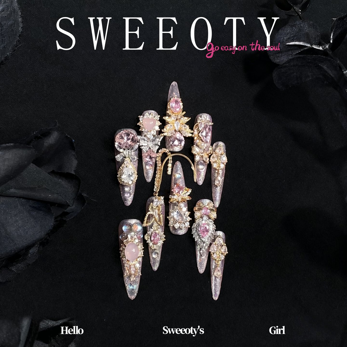 Cupid's Arrival Press-On Nails – Diamond Whisper Design