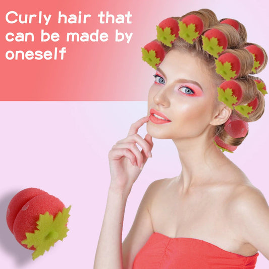Lazy Girl  No Damage Overnight Curler - Strawberry Sponge Balls, Soft & No Damage